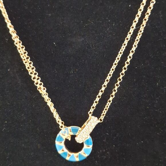 🎁Elegant Gold and Blue Pendant Necklace, ON 34TH - Picture 1 of 7